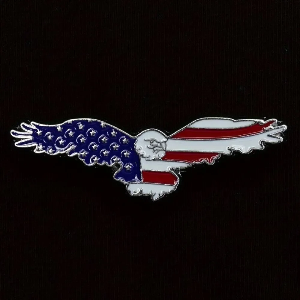 NWT Brooch Soaring Eagle Red White & Blue Flag Emblem American Pride